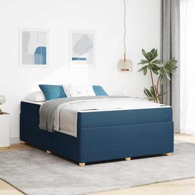 Bedframe met matras met matras Blauw 160 x 200 cm Stof