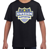 Zweden / Sweden schild supporter t-shirt zwart voor kinderen