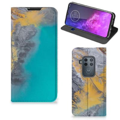 Motorola One Zoom | Standcase | Marble Blue Gold