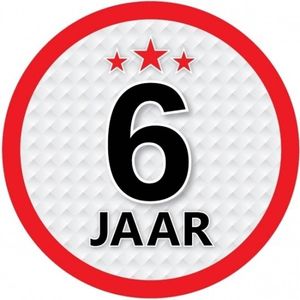 10x 6 Jaar leeftijd stickers rond verjaardag versiering - Feeststickers