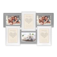 ZEP - Houten Multi Fotolijst Rouen 6Q Grijs / Wit voor 6 foto's formaat 10x15 (afmeting 49x33 cm) - HH156