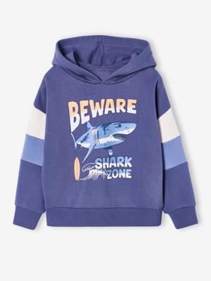 Sweater met capuchon met print leiblauw