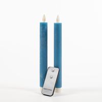 Led dinerkaarsen - 2x st - denim blauw - 23 cm - met afstandsbediening