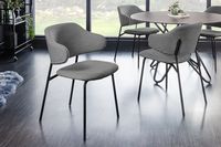 Design stoel VOGUE grijs BouclÃ© zwart metalen poten - 43150