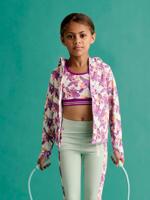 Sport sweatshirt met rits en bloemenprint in technisch materiaal ecru