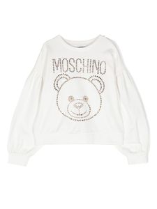 Moschino Kids sweat à logo strassé - Blanc