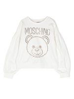 Moschino Kids sweat à logo strassé - Blanc