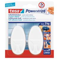 Tesa Powerstrips haken - 2x - wit - ovaal - large - ophangsysteem