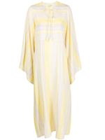 Bambah robe-caftan rayée à fermeture nouée - Jaune