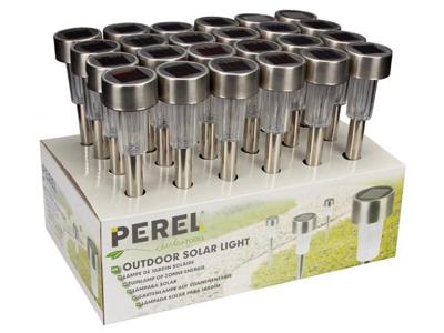 Tuinlamp op zonne-energie met sokkel in roestvrij staal 24 st. in display - Velleman