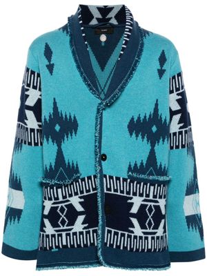 Alanui cardigan ceinturé à motif Icon en jacquard - Bleu