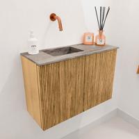 Toiletmeubel Mondiaz Joya Dlux | 60 cm | Meubelkleur Oak | Faye wastafel Oza Wasbak Links | Zonder kraangat(en)
