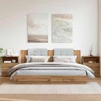 Nachtkastjes 2 st 50x32x60cm bewerkt hout artisanaal eikenkleur