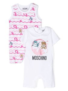 Moschino Kids lot de 2 bodies à logo imprimé - Blanc