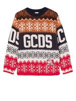 Gcds Kids pull en maille intarsia à logo - Bleu - thumbnail