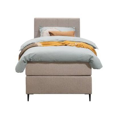 Boxspring Liv geblokt - beige - 90x200 cm - slanke poot - Leen Bakker