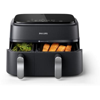 AirFryer - PHILIPS - NA351/00 - RVS - 9,0L - Dubbele kom - 38,25 x 44,39 x 31,42 cm