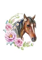 Poster - Bruin Paard met Bloemen - thumbnail