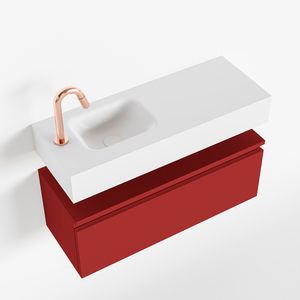 Toiletmeubel Mondiaz Andor | 80 cm | Meubelkleur Fire | Lex vrijhangend wastafel Talc Links | 1 kraangat