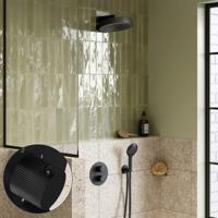 Regendouche set SaniClear Evolution Curved | 30 cm | Incl.Inbouwdeel | 2 standen handdouche | Zwart Mat