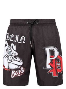 Philipp Plein short de bain à imprimé Bulldogs - Noir