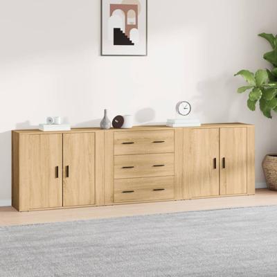 Dressoirs 3 st bewerkt hout sonoma eiken