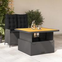 2-delige Tuinset met kussens poly rattan zwart