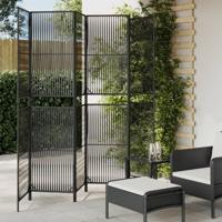 Kamerscherm 6 panelen poly rattan zwart