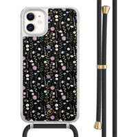 iPhone 11 hoesje met zwart koord - Flower fantasy