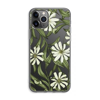 Wit bloemenpatroon: iPhone 11 Pro Max Transparant Hoesje