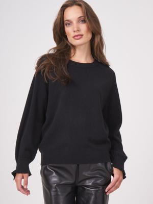 Cashmere trui met pofmouwen en ruches