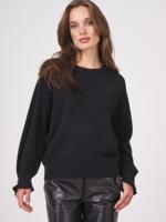 Cashmere trui met pofmouwen en ruches