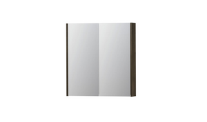 INK SPK2 spiegelkast met 2 dubbelzijdige spiegeldeuren, 2 verstelbare glazen planchetten, stopcontact en schakelaar 70 x 14 x 73 cm, fineer charcoal