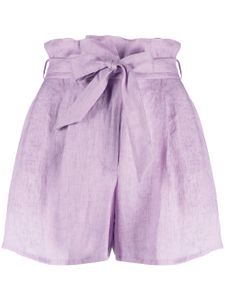 Emporio Armani short ceinturé en lin - Violet