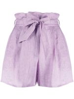 Emporio Armani short ceinturé en lin - Violet - thumbnail