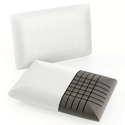 Set van 2 Traagschuim Hoofdkussens met Houtskool Verkoelende Kussens 3D-Uitsnijding Afneembaar en Wasbaar Kussensloop Wit