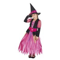 Roze heksen verkleedkleding voor meisjes 10-12 jaar  - - thumbnail