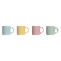 Set van koffiekopjes Home ESPRIT Geel Blauw Groen Roze Porselein 110 ml 4 Onderdelen