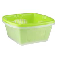 HI Keuken vergiet - met opvangbak - groen - 27 x 28 x 13 cm - kunststof - vergiet voor voedsel HI Keuken vergiet - met opvangbak - groen - 27 x 28 x 13 cm - kunststof - vergiet voor voedsel