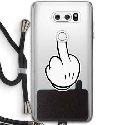Middle finger white: LG V30 Transparant Hoesje met koord