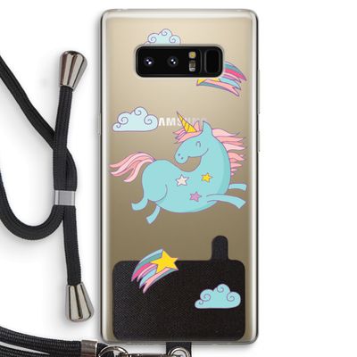 Vliegende eenhoorn: Samsung Galaxy Note 8 Transparant Hoesje met koord