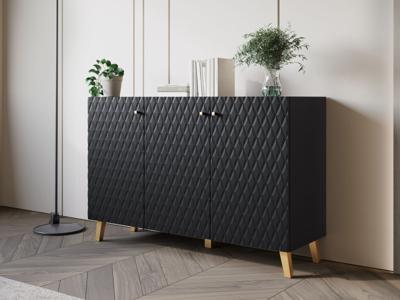 Dressoir FUKETTE 3 deuren grafiet/goud