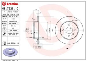 Remschijf BREMBO, Remschijftype: Massief, u.a. für Opel, Vauxhall, Chevrolet