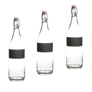 Water/Weck/Sap flessen met krijtvakje - 3x stuks - 970 ml - Met beugeldop - voor al uw sapjes