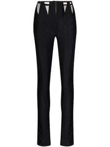 Mugler pantalon taille-haute à empiècements en résille - Noir