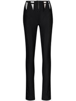 Mugler pantalon taille-haute à empiècements en résille - Noir