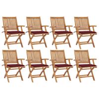 Tuinstoelen 8 st inklapbaar met kussens massief teakhout