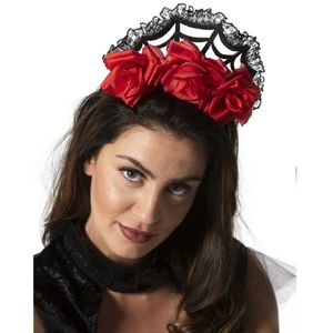 Rozen/bloemen verkleed diadeem/tiara/kroon - zwart - kunststof - volwassenen