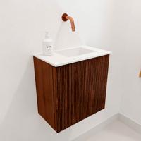 Toiletmeubel Mondiaz Joya | 40 cm | Meubelkleur Ruby | Faye wastafel Talc Rechts | Zonder kraangat(en) Toiletmeubel Mondiaz Joya | 40 cm | Meubelkleur Ruby | Faye wastafel Talc Rechts | Zonder kraangat(en)