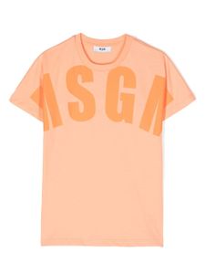 MSGM Kids t-shirt en coton à logo imprimé - Orange